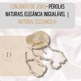 Conjunto de Jóias Pérolas de Água Doce - Pérolas Naturais, Elegância Inigualável | Natural Elegance®